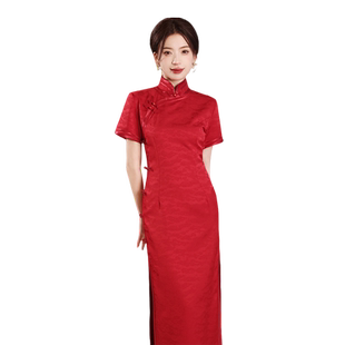 红色新中式新娘结婚旗袍敬酒服2026年新款大码订婚出阁宴回门礼服