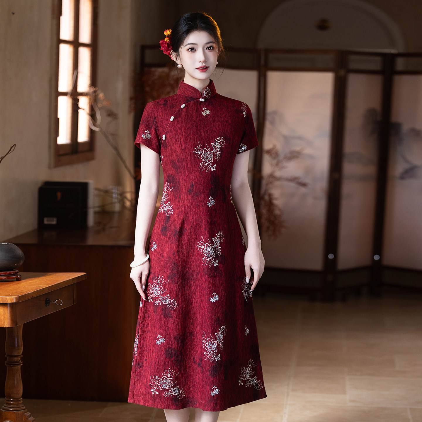 喜婆婆婚宴装礼服2026新款气质高级感结婚妈妈装敬酒服礼服连衣裙 - 红舍旗舰店出品