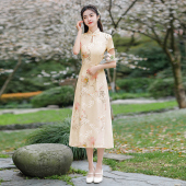 连衣裙 气质复古风蕾丝黑色大码 改良奥黛旗袍2026年新款 年轻少女款