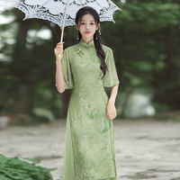 新中式復(fù)古國風(fēng)素雅顯瘦奧黛旗袍
