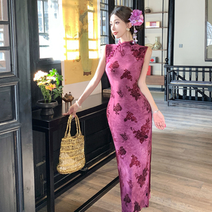 新中式复古国风绝美旗袍2026新款年轻款弹力植绒气质高端日常可穿