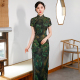 绿色老上海长旗袍2026年新款 性感气质优雅 中国风复古高端显瘦短袖