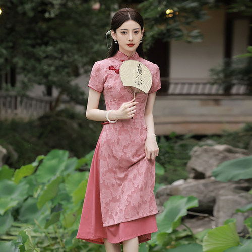 新中式复古国风文艺奥黛茶艺服