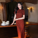 复古红色高考送考旗袍2025新款 年轻款 改良敬酒服新娘订婚结婚礼服