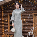 长袖 新款 加绒加厚平时穿高端 绝美毛绒领保暖旗袍2025年冬季 年轻款