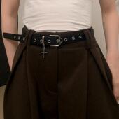 高级感裤 复古嘻哈个性 带 饰韩版 免打孔无孔皮带女ins百搭腰带女装