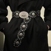 饰配裙子外搭毛衣西装 2025新款 高级感复古腰带女装 柳钉皮带宽腰封