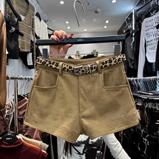 复古小个子a字包臀热裤 美式 女秋冬2025新款 麂皮绒高级感休闲短裤