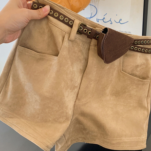 子 百搭小个子a字外穿显瘦包臀热裤 麂皮绒休闲短裤 女秋冬2025新款
