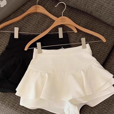 白色蓬蓬荷叶边短裙女秋冬2025新款高腰百搭辣妹不规则a字半身裙