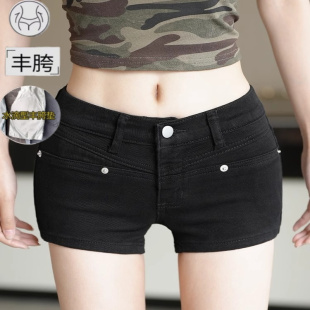自带丰胯垫黑色丰胯牛仔短裤女夏季新款辣妹低腰修身显瘦包臀热裤