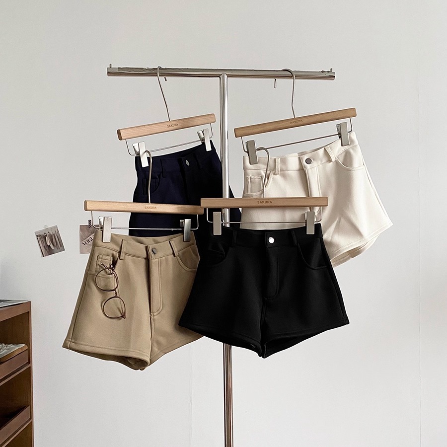 韩版高腰显瘦休闲短裤女秋冬新款加绒保暖通勤百搭辣妹休闲热裤子