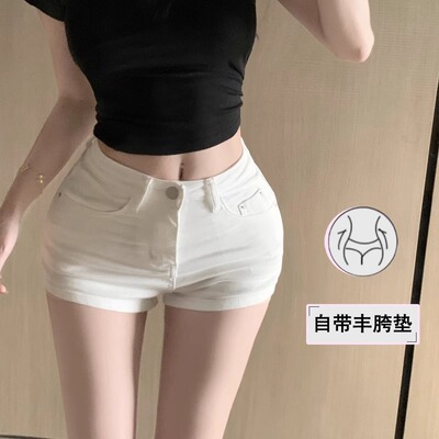 高腰紧身丰胯牛仔短裤女夏季2025性感纯欲辣妹超短百搭包臀热裤子