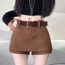 显瘦百搭辣妹高腰性感a字包臀裙裤 复古麂皮绒休闲短裤 女秋冬新款