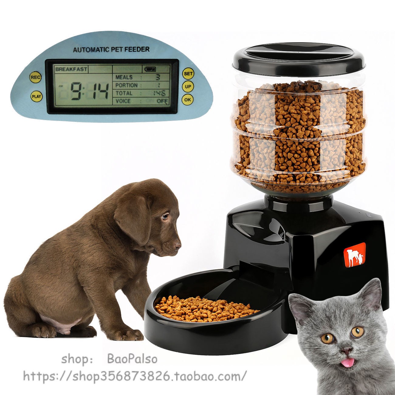 5.5L Automatic Pet Feeder Food Dish Bowl Dispenser LCD