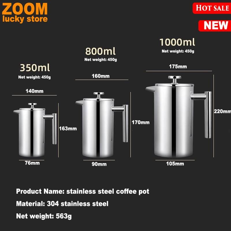 304 Stainless Steel Coffee Pot French Press Coffee Maker