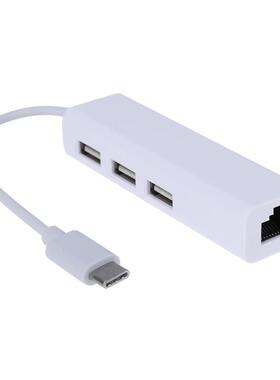 New 3 Ports USB HUB 3.0 Type C to Ethernet LAN RJ45 Adapter