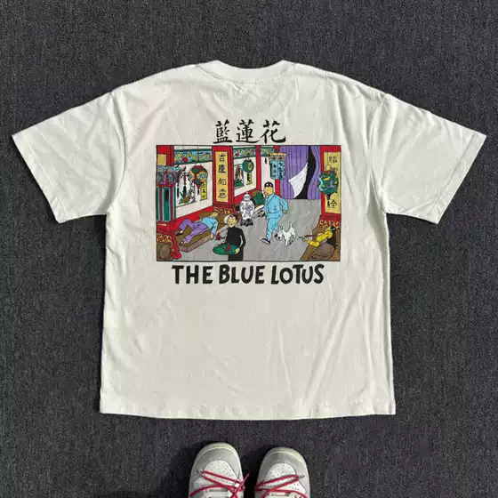 Bomba Studio 250g Heavyweight Pure Cotton! National Trend Animation Hiphop Unique Printed Short-Sleeved T-Shirt