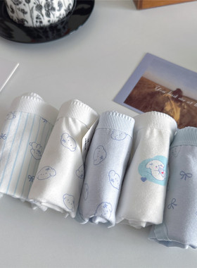 5条蓝色小狗内裤女纯棉日系可爱甜美10A抗菌a类棉少女学生三角裤