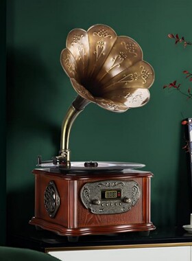 跨境复古喇叭留声机黑胶唱片机CD机专业音箱高音质蓝牙音响电唱机