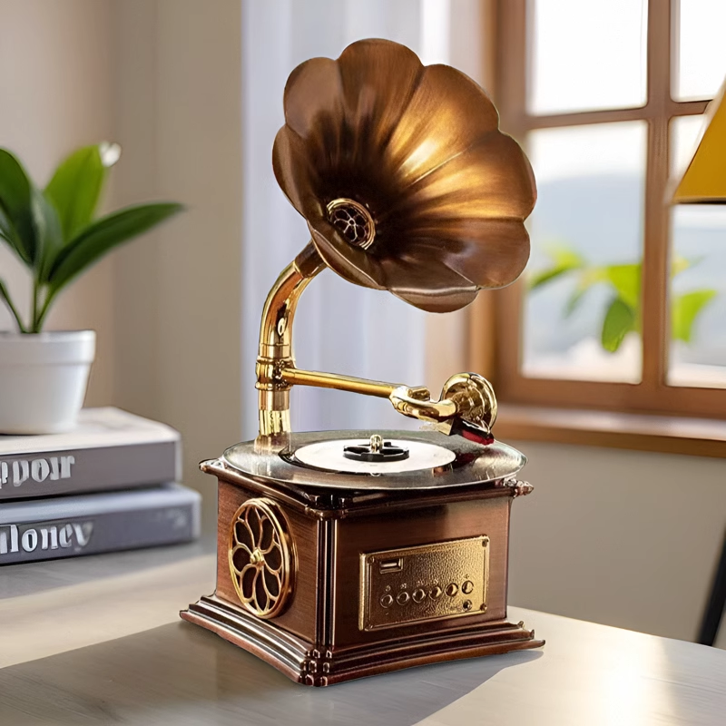 LP黑胶唱片机低音炮专业蓝牙音响迷你复古留声机音箱高音质电唱机