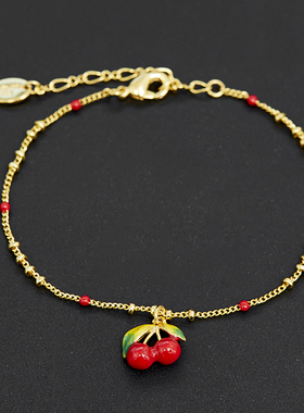 森系时尚樱桃水果坠手链