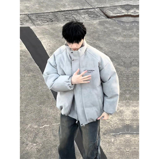 【于适同款】BONELESS美式麂皮绒羽绒服男冬季高级感加厚立领棉服