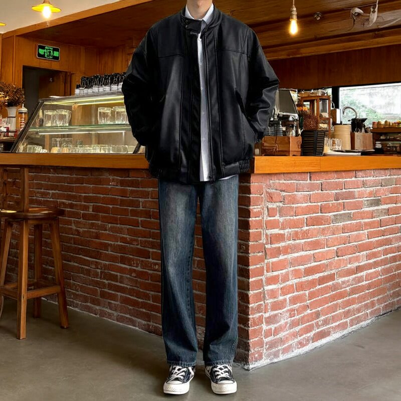 BONELESS美式提档版型裤子深蓝色牛仔裤男2026夏季修身显瘦显腿长图片