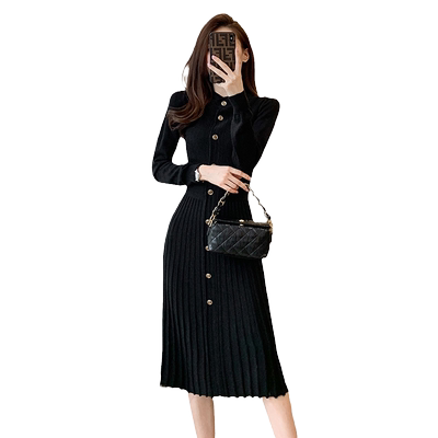 法式小香风内搭打底针织连衣裙女