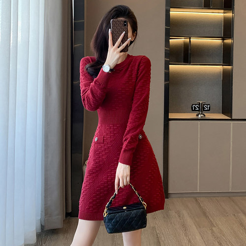 秋冬气质名媛收腰高级感针织裙子