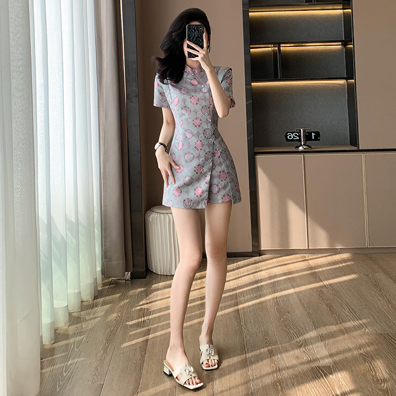 高级感紫色新中式旗袍连衣裙