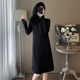 小个子卫衣连衣裙女春秋2025新款 洋气显瘦高级感宽松气质黑色裙子