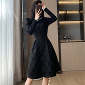 赫本风气质名媛高级感连衣裙女秋冬2024新款 收腰显瘦黑色裙子 法式