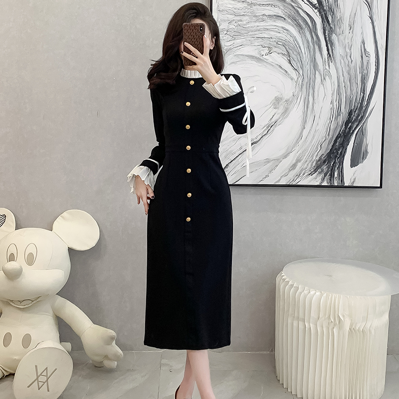 法式复古气质显瘦高级感黑色裙子