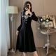 时尚 秋季 洋气海军领设计黑色中长裙 连衣裙2023新款 轻奢气质法式