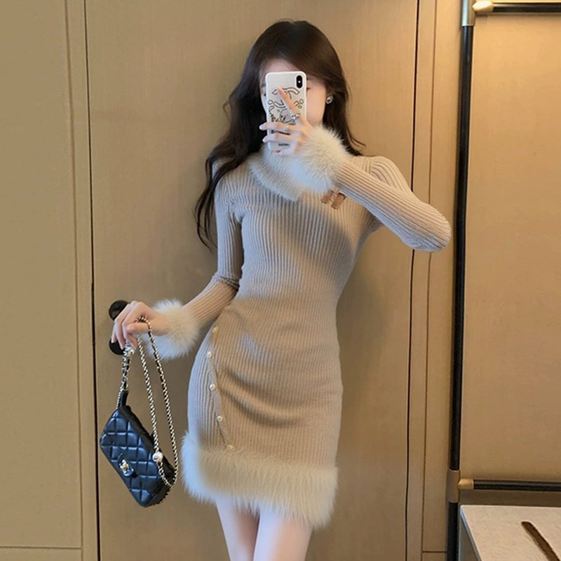 小个子修身显瘦毛衣打底包臀短裙