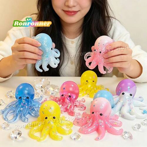 Glitter Octopus Taba Squishy Sugar Stress Ball Cute Animals