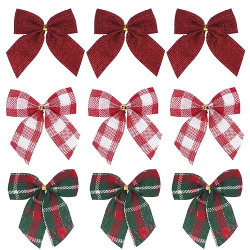 20/10Pcs Mini Christmas Bows Xmas Tree Hanging Ornament DIY