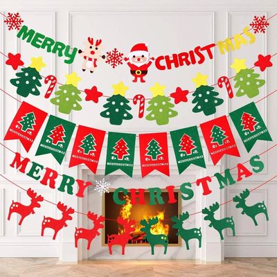 Merry Christmas Banner Holiday Bunting Garlands Festive Part