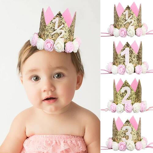Baby Birthday Party Hat Crown 1 2 3 Year Baby Girl Princess