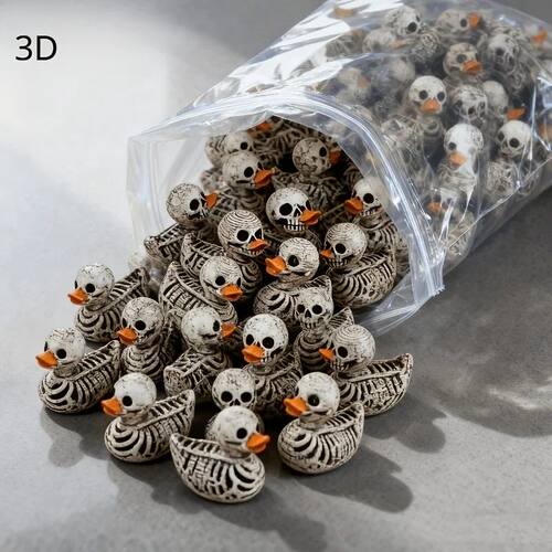 10/30pcs 3D Printing Cute Gothic-Style Skeleton Ducks - Resi