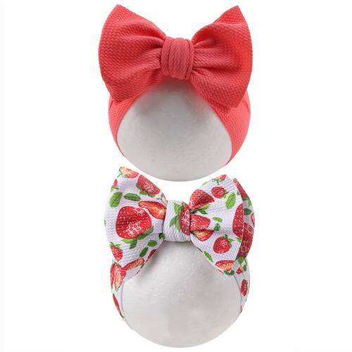 2Pcs/Set Strawberry Flower Pirnt Baby Headbands Fabric Lemon