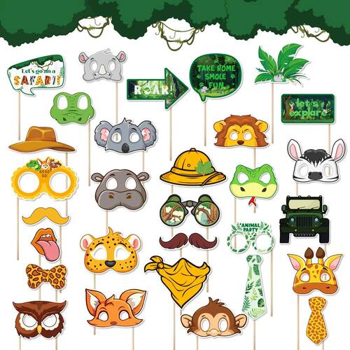 30Pcs/set Jungle Animals Party Decoration Cartoon Animal Fun