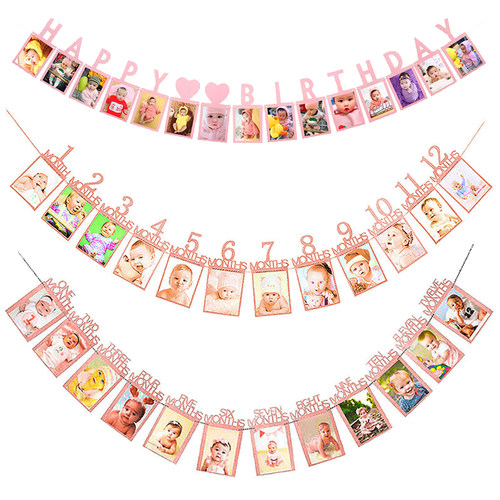 Happy Birthday Photo Frame Banner for Family First Party