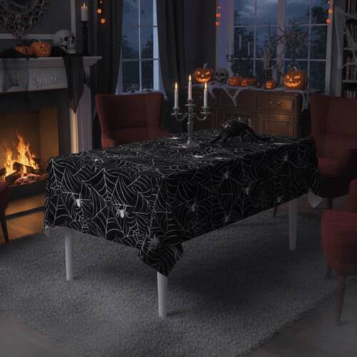Plastic Halloween Disposable Spider Web Tablecloth Waterproo