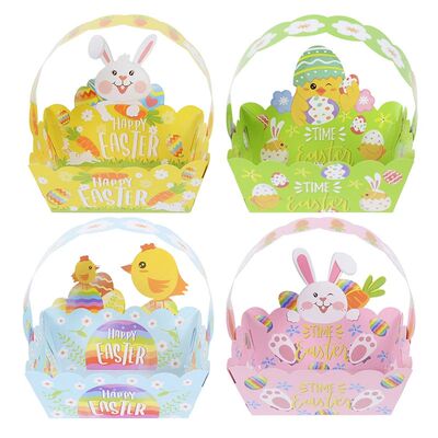 4Pcs Easter Egg Basket Paper Gift Box Kids Favors Cute Rabbi