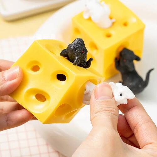 Funny Squishy Cheese Toy Mice Hidden In Cheese Creative Tric