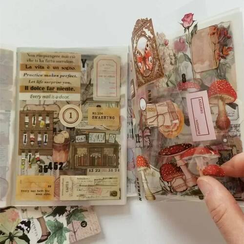 20 pcs PET Die cut Stickers book Plant Flower Label Decorati