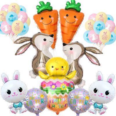 Easter Decoration Balloons Cute Rabbit Bunny Foil Carrot Bal