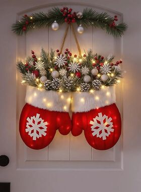 Christmas Garland Creative Glove Shaped Simulated Flower Wre